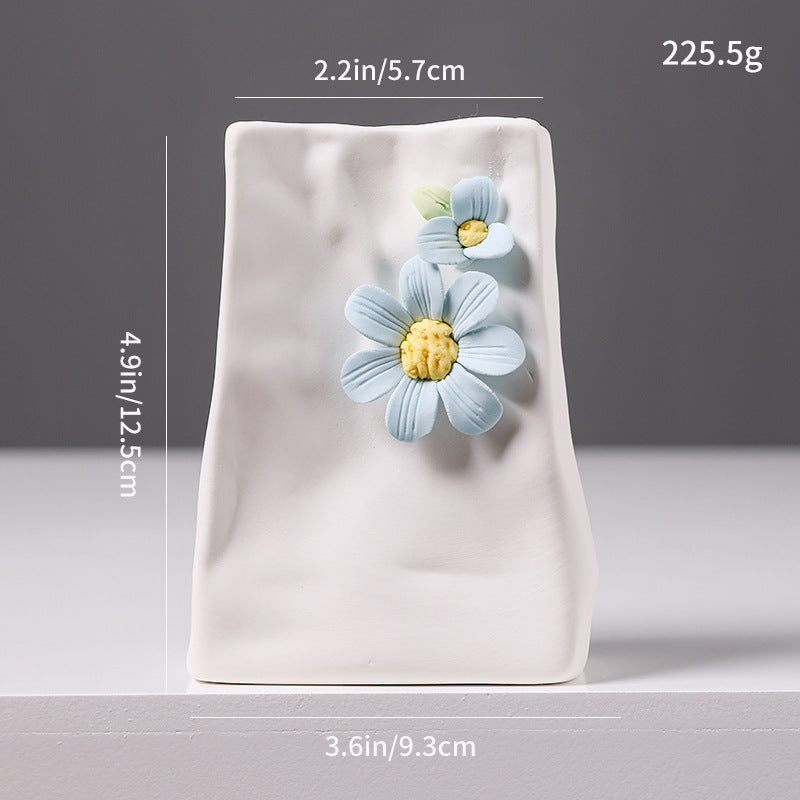 Decorative Floral Relief Ceramic Vase Bowlift