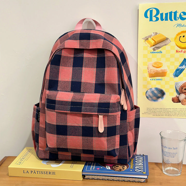 Plaid Patterned Backpack Bowlift