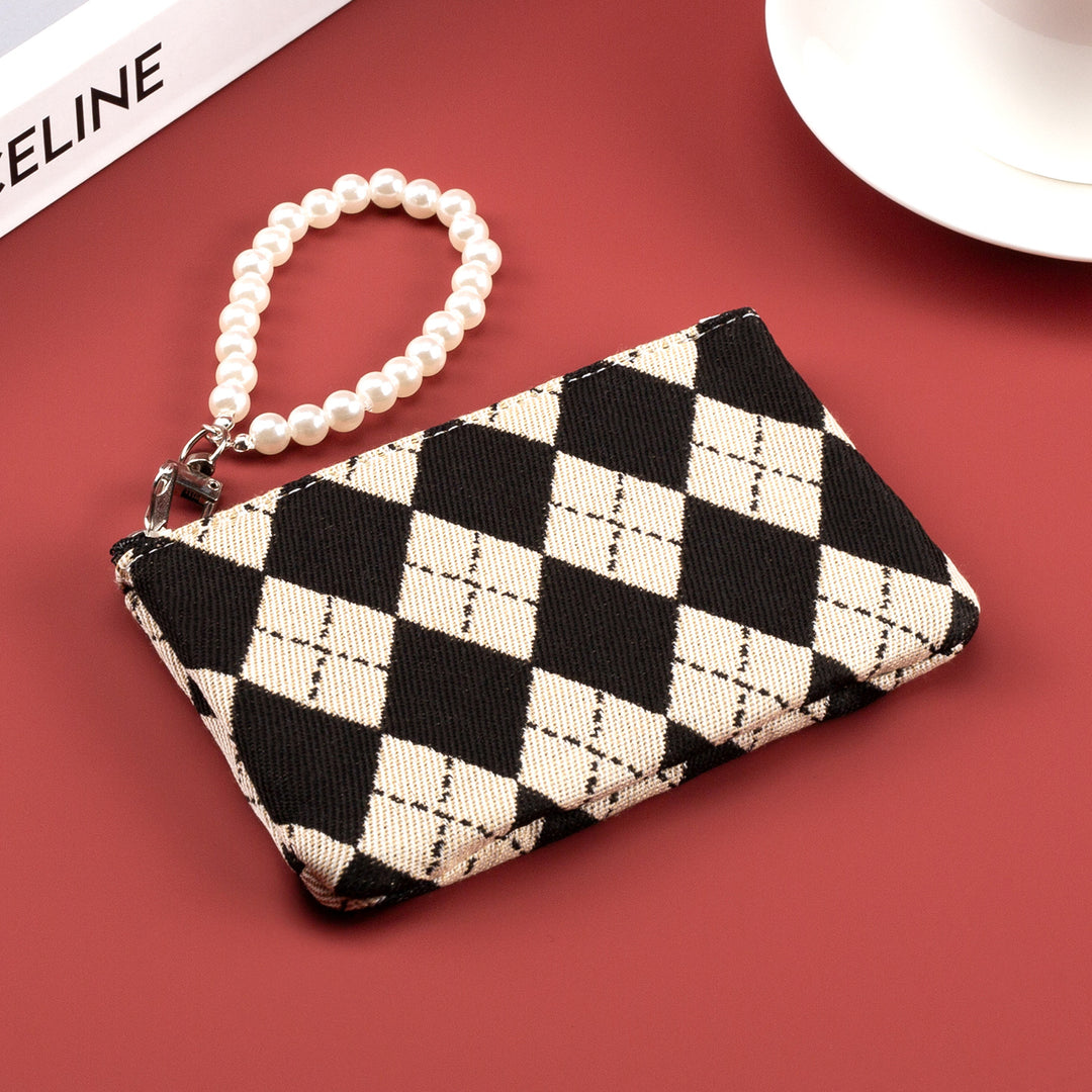 Stylish Checkered Zip Wallet