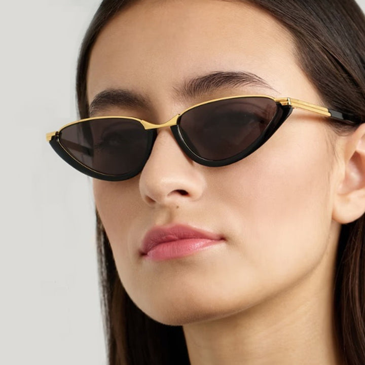 Women futuristic Cat-Eye sunglasses with golden accents Bowlift