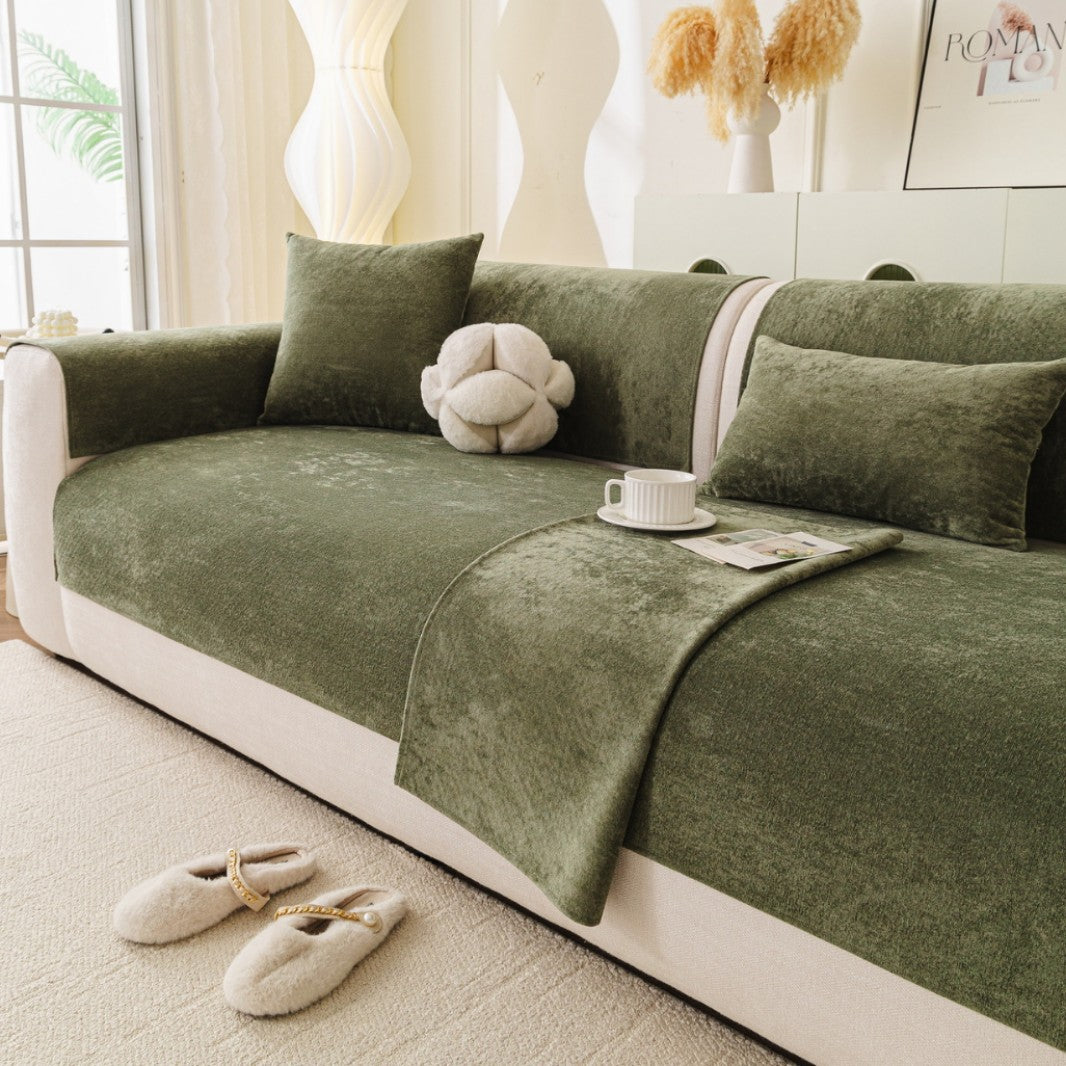Stretch fitted reversible sofa slipcover with non slip backing and plush microfleece Bowlift