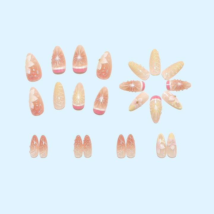 Artificial nails with 3D flower and fruit designs Bowlift