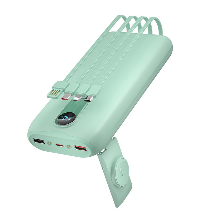Portable power bank with integrated charging cables and LCD screen Bowlift