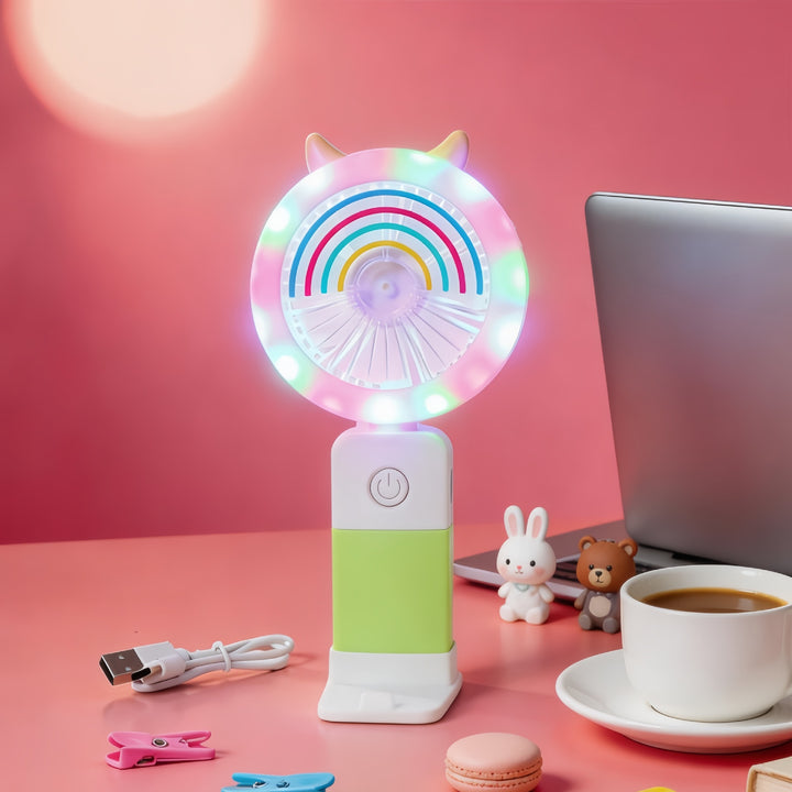 Portable LED Hand Fan with Multifunctional Lighting Bowlift