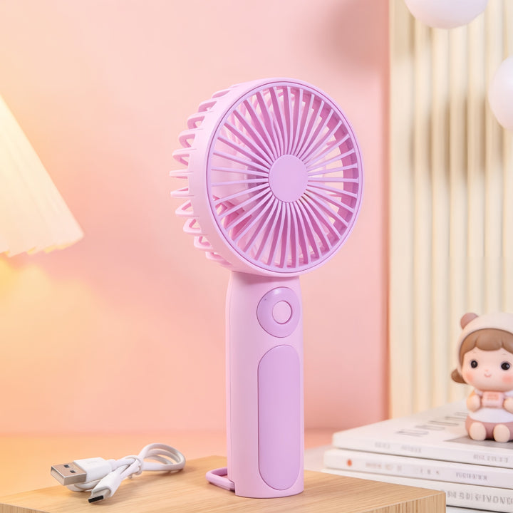 Women's Portable Hand Fan with USB Charging Function and Adjustable Tilt Bowlift