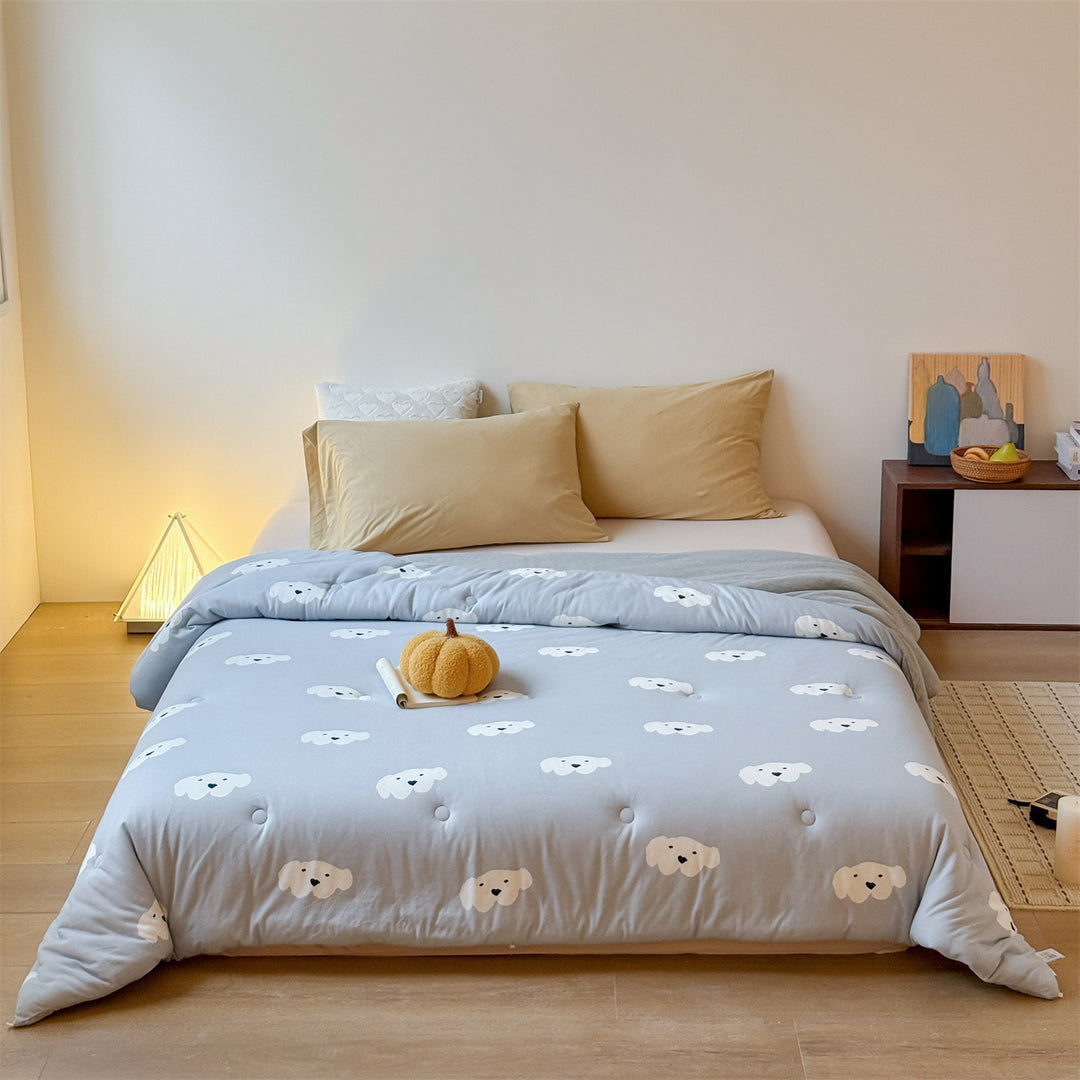 Padded futon mattress topper with cute cat pattern