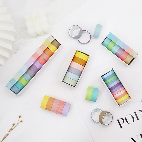 Pastel Washi Masking Tape Set Multi-Roll Assorted Widths Reusable Decorative Craft Tape