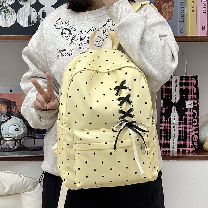 Playful Polka Dot Casual Backpack Bowlift