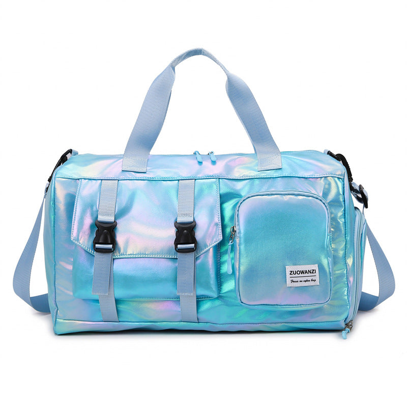 Fashionable travel bag with holographic surface and practical compartments Bowlift