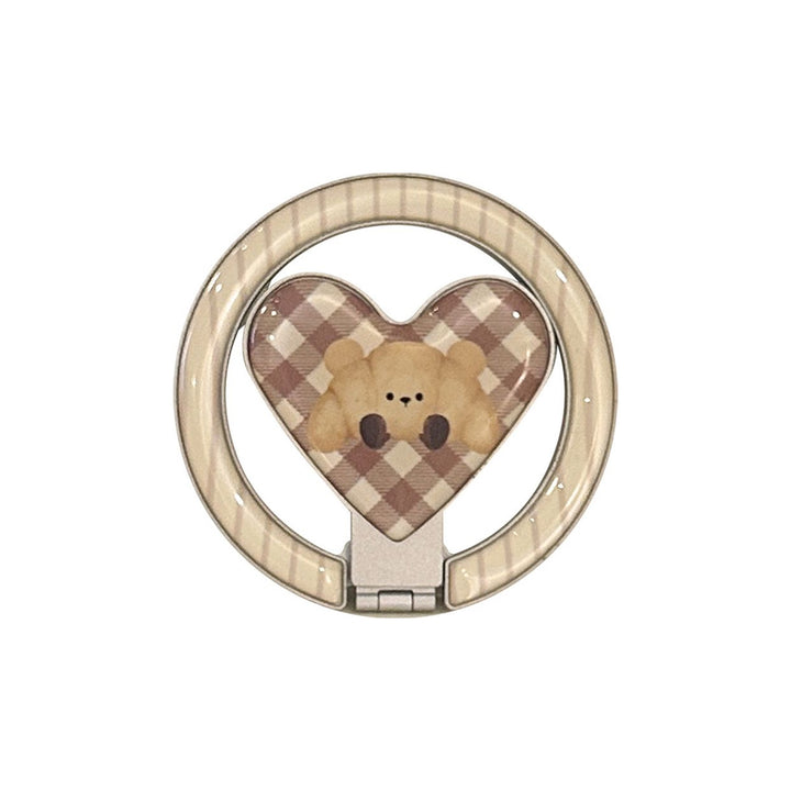 Playful smartphone finger holder with bear motif Bowlift