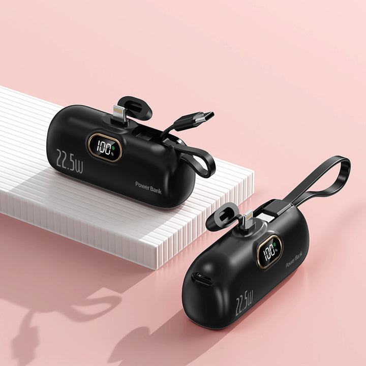 Power bank with integrated charging cable Bowlift