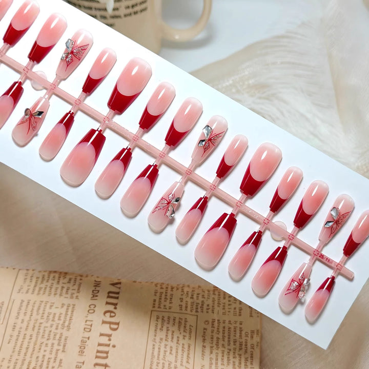 Artificial Nail Set with Elegant 3D Flower Decorations Bowlift