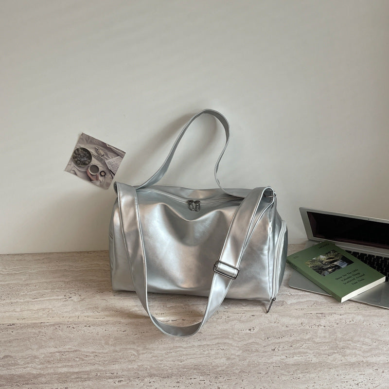 Sleek Metallic Travel Duffle