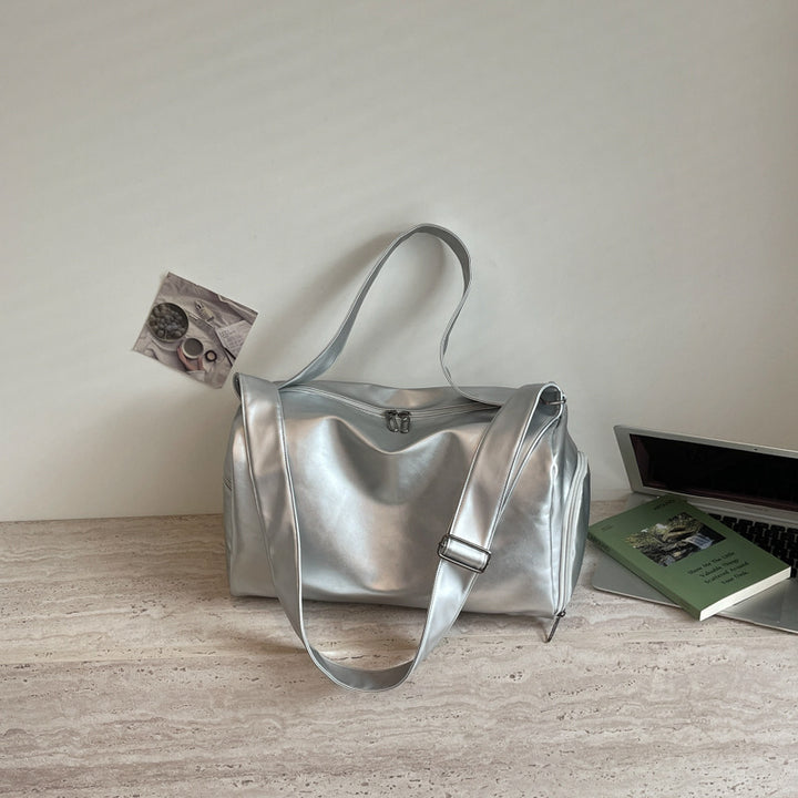 Sleek Metallic Travel Duffle