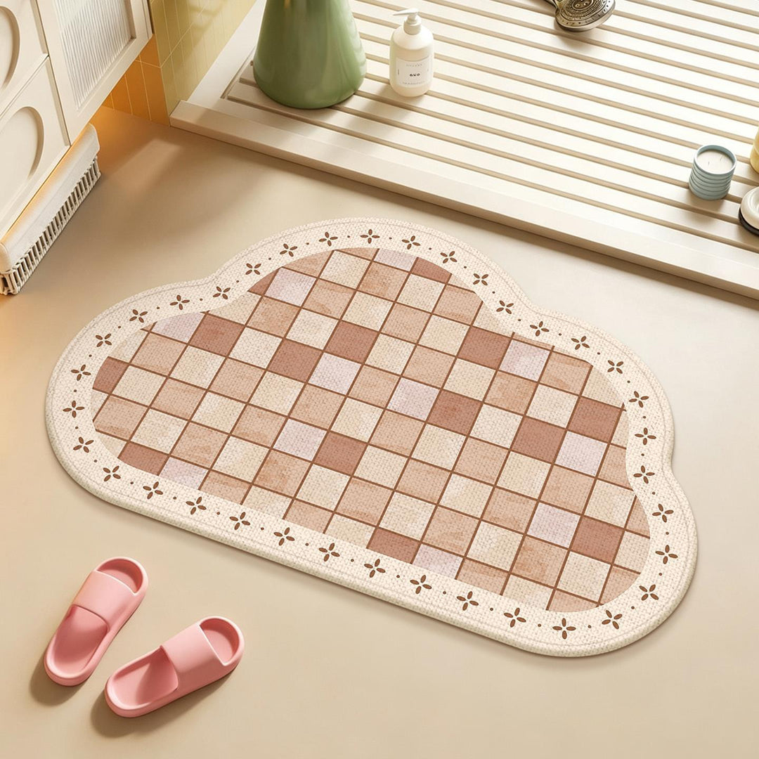 Absorbent Floral Embossed Bath Mat Bowlift