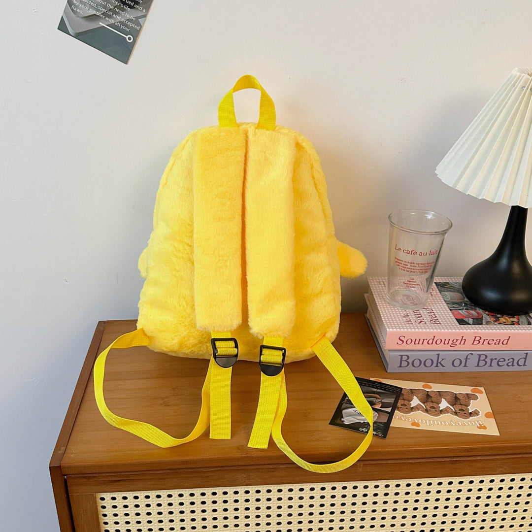 Plush Backpack with Cheerful Face Bowlift