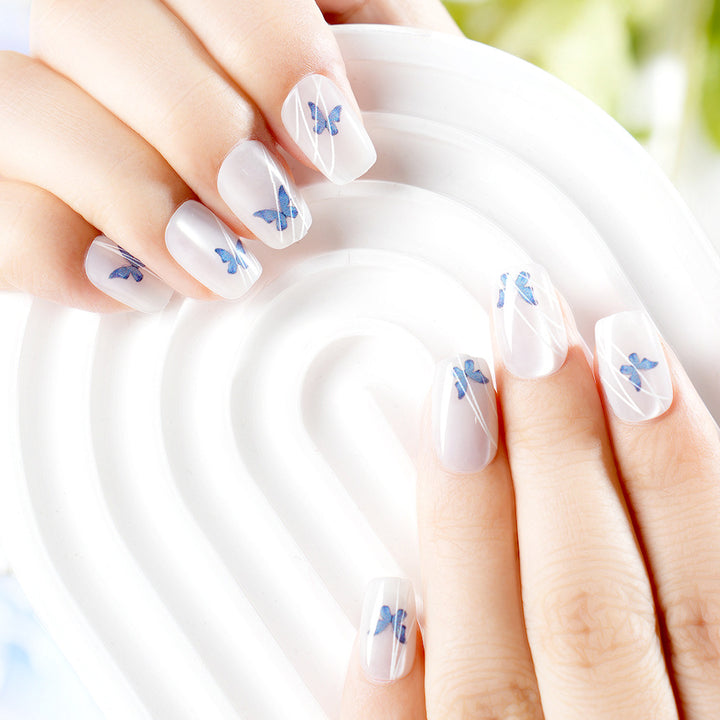 Elegant Butterfly Print Press-On Nail Set Bowlift