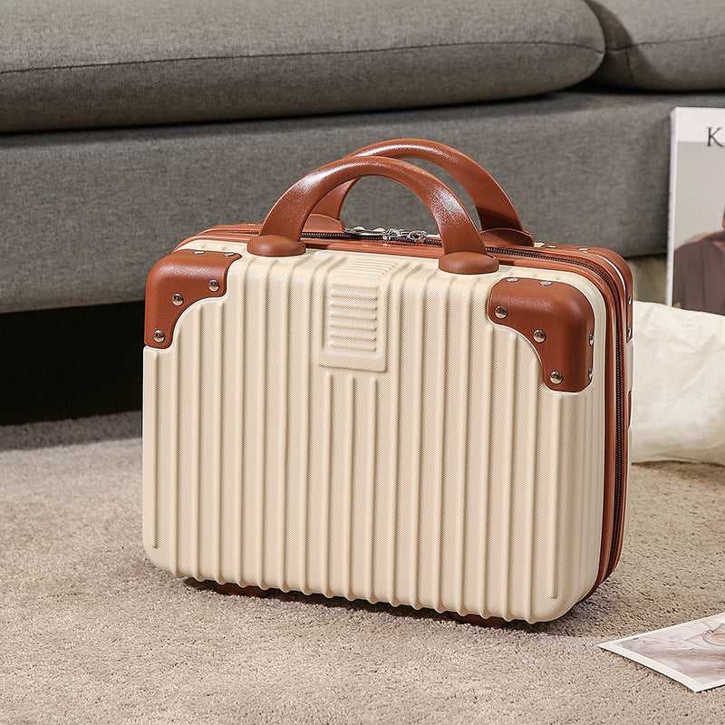 compact hard-shell travel vanity cosmetic and tech organizer with ribbed shell reinforced corners removable padded insert Bowlift