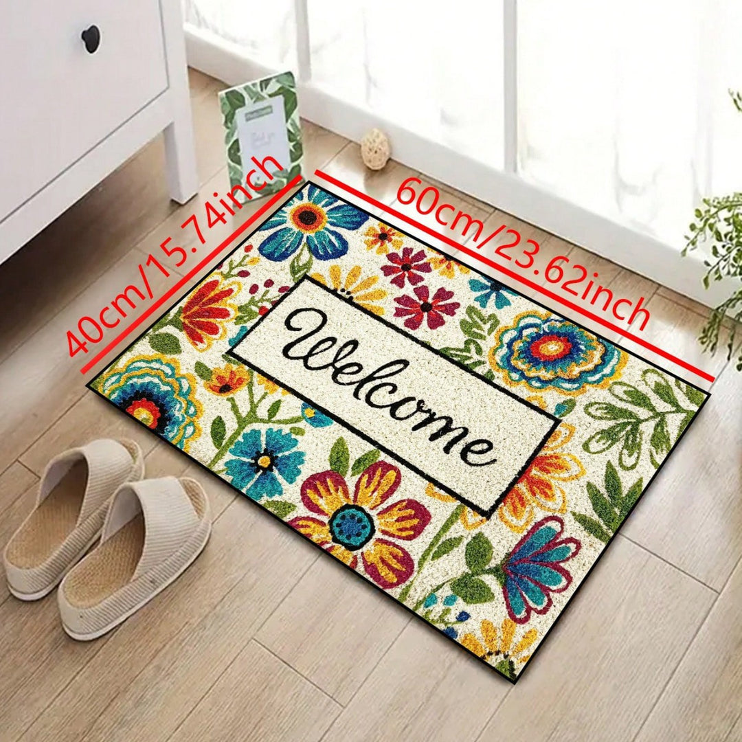 Floral Welcome Door Mat Bowlift