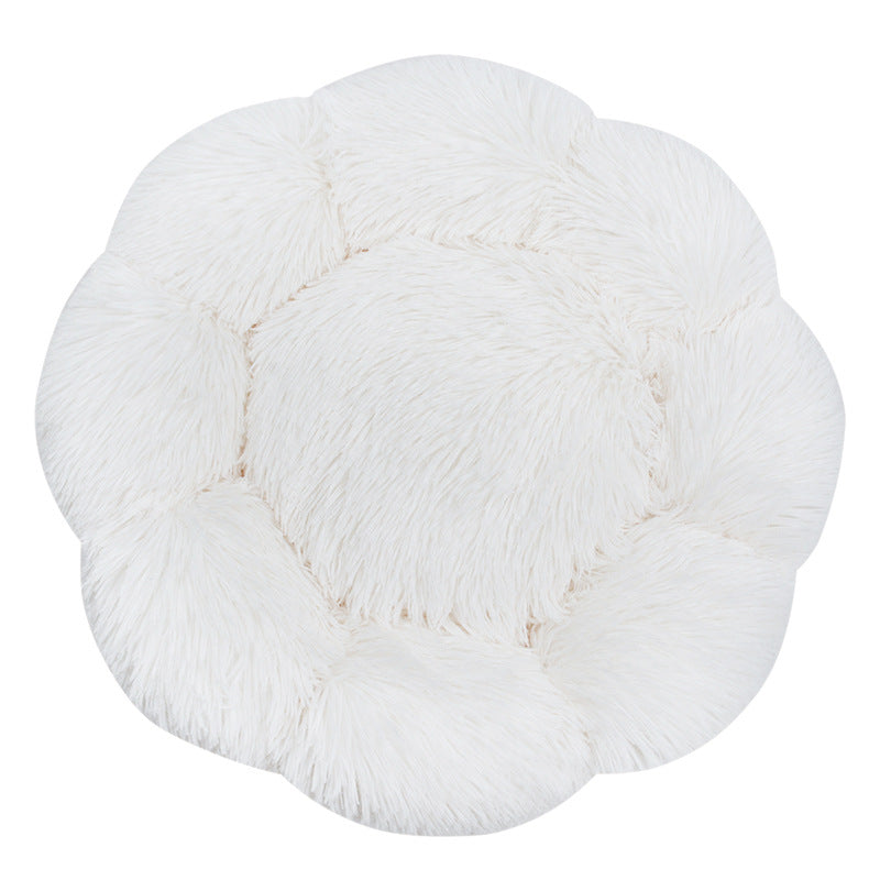 Flower-Shaped Plush Dog Bed