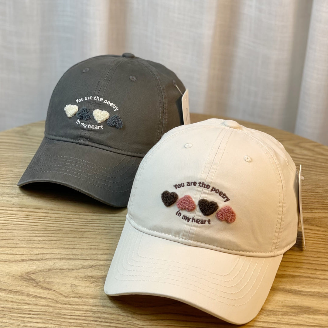 Women's Embroidered Heart Motif Baseball Cap Bowlift