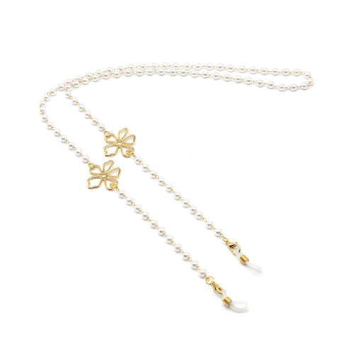Pearl-Accented Floral Chain Eyewear Holder Bowlift