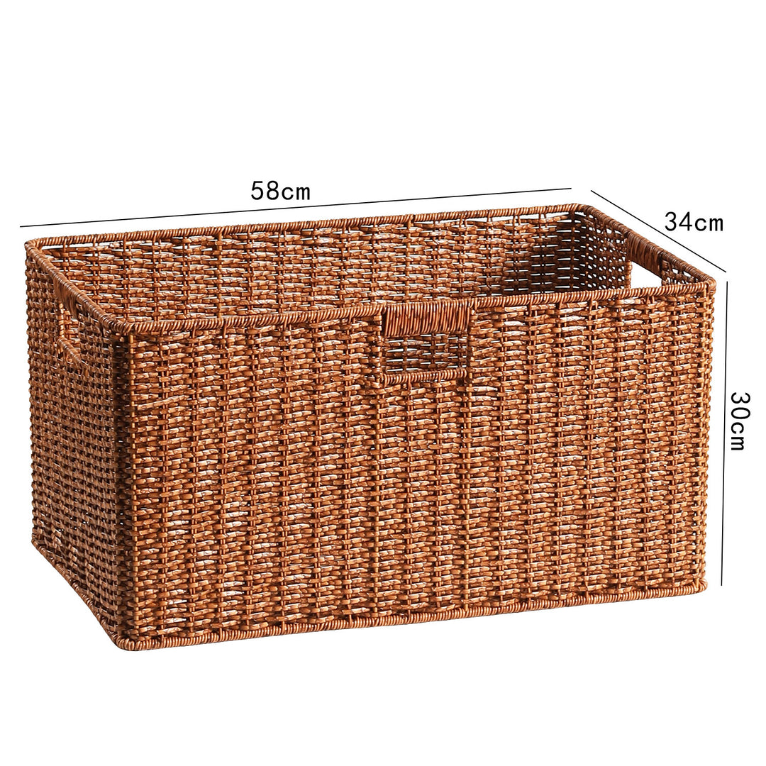 Large Woven Storage Bin with Ergonomic Cutout Handles Bowlift