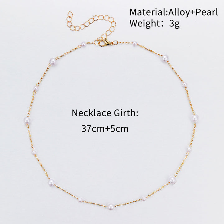 Delicate Pearl Accented Chain Necklace Bowlift
