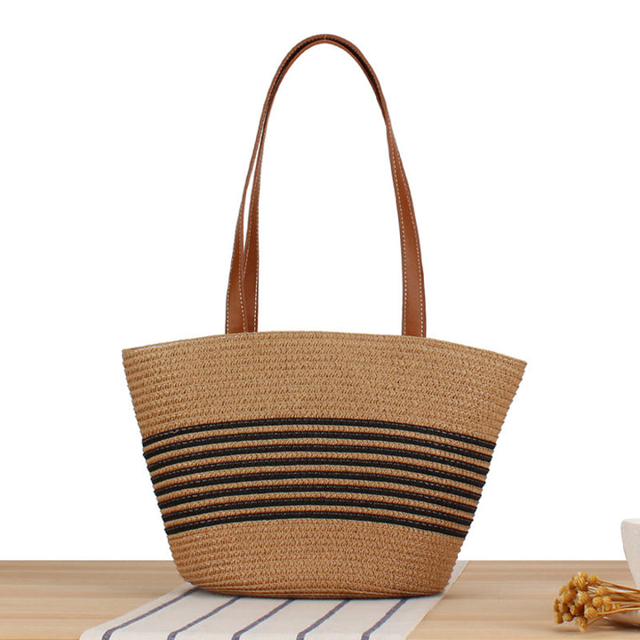 Beach bag with braided pattern and elegant leather handles Bowlift