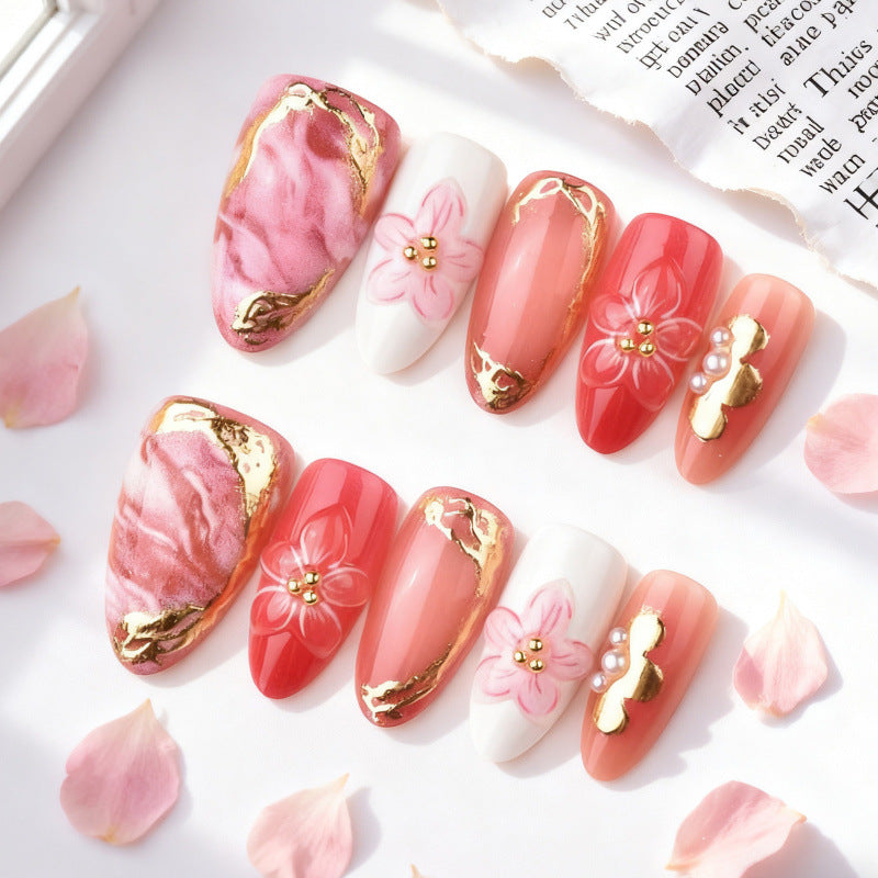 Artistic Floral-Designed Luxury Press-On Nails