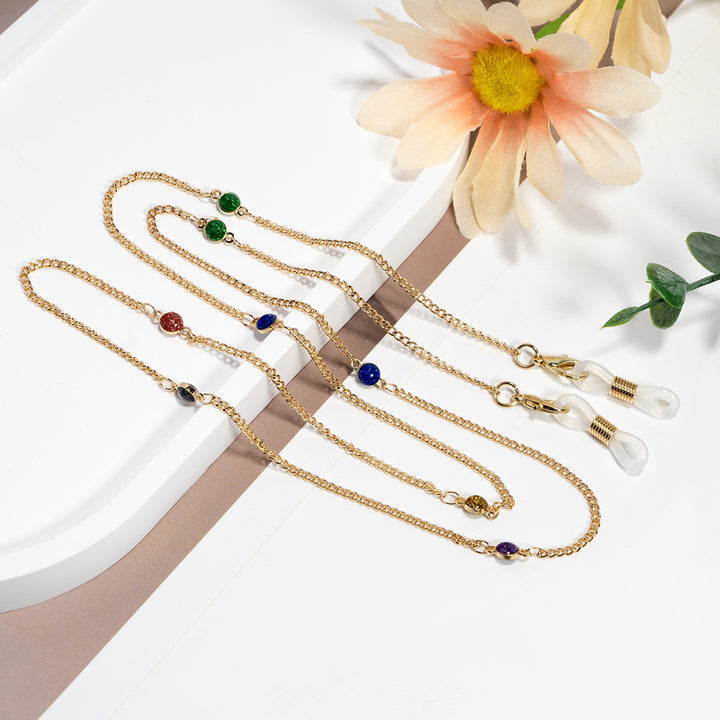 Crystal-Embellished Eyewear Chain Bowlift
