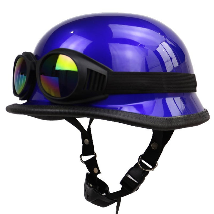 Retro Half-Style Motorcycle Helmet with Protective Goggles Bowlift