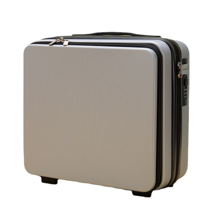 compact hard-shell travel vanity makeup case with TSA combination lock and dual-zip compartments Bowlift