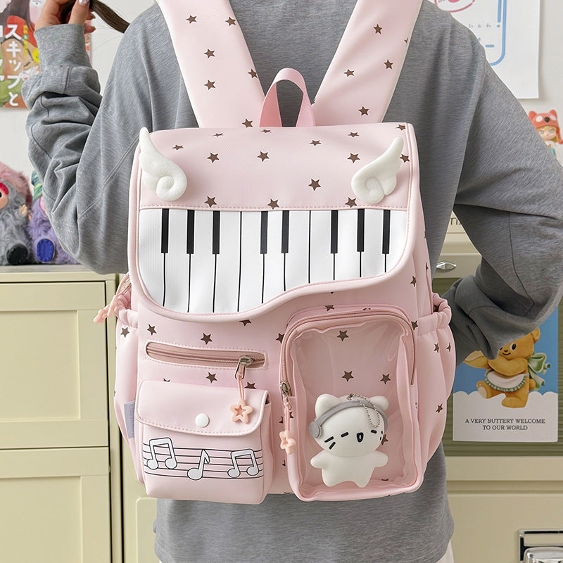 Piano-Themed Casual Backpack Bowlift