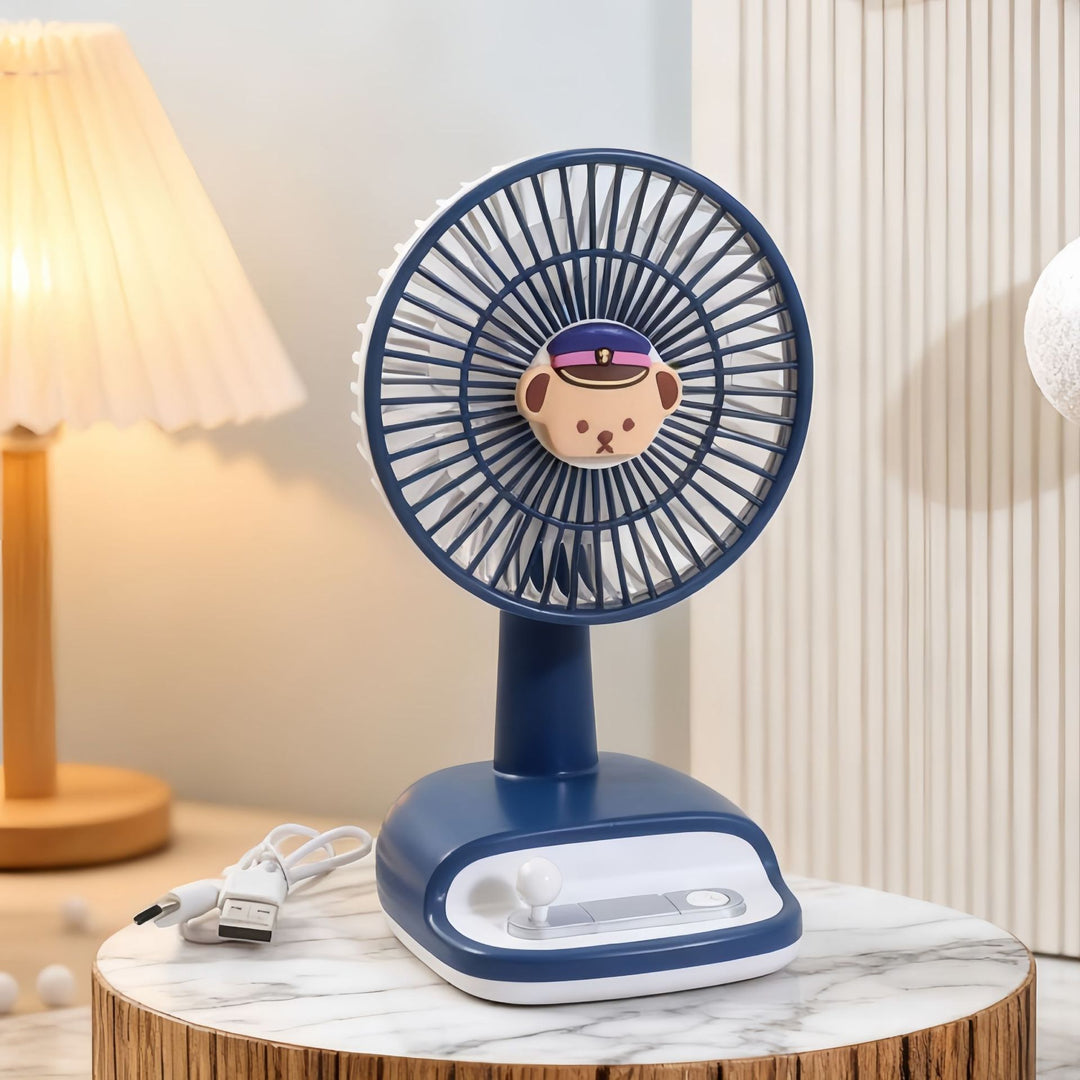 Unisex compact USB table fan with rechargeable battery, quiet motor, and adjustable head Bowlift