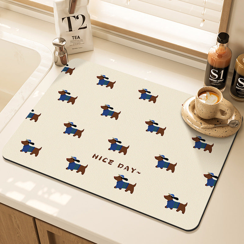 Playful Dog-Themed Kitchen Counter Mat