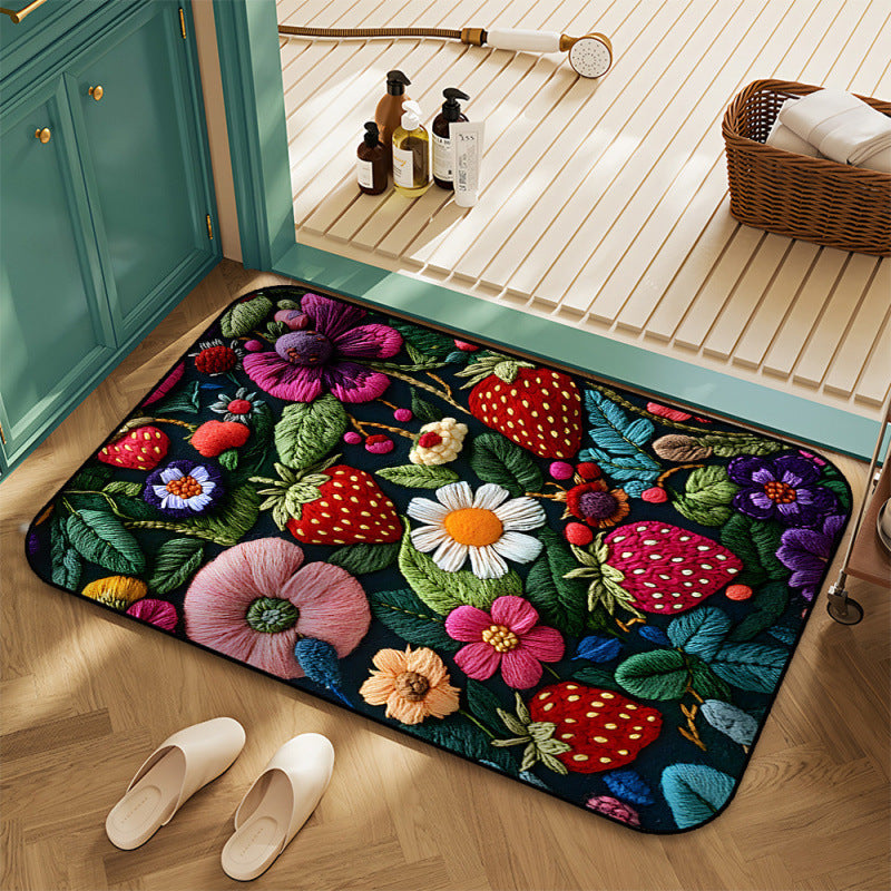 Floral Embroidered Area Rug Bowlift