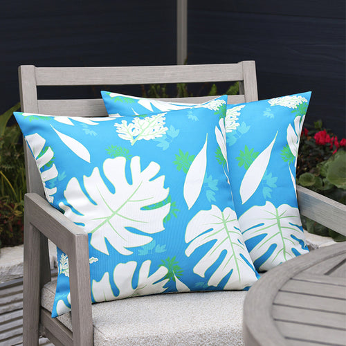 Square garden cushion cover with UV-resistant outdoor polyester, tropical leaf jacquard and concealed zipper Bowlift