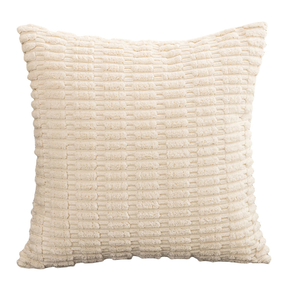 Textured Plush Decorative Throw Pillow Cover with Chenille Grid Pattern Bowlift