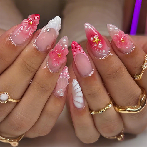 Floral Embellished Press-On Nail Set Bowlift 1788495995