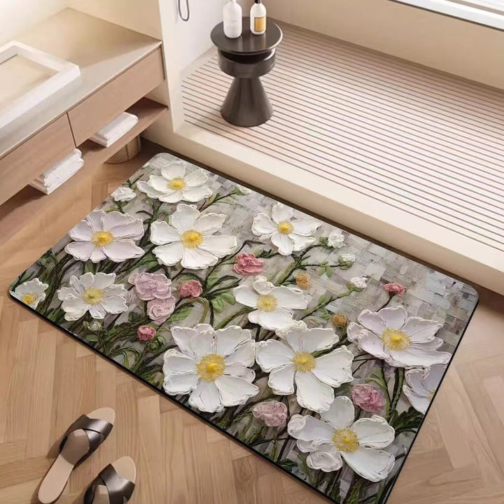 Luxury Textured Floral Bath Mat Bowlift