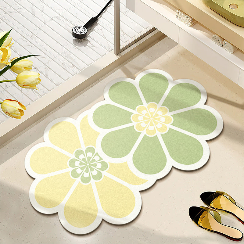 Floral Pattern Water-Absorbent Bath Mat