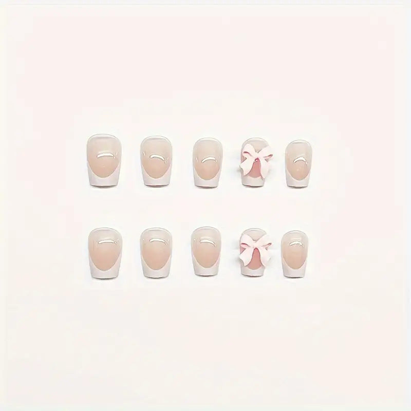 Charming Bow-Embellished Press-On Nail Art Bowlift