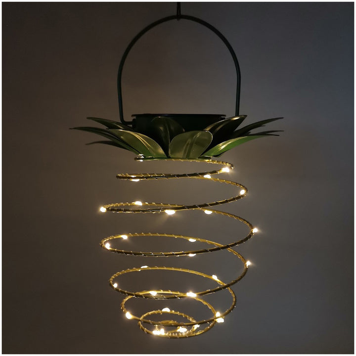 Spiral Pendant LED Hanging Planter Lamp With Faux Tropical Leaf Topper Bowlift