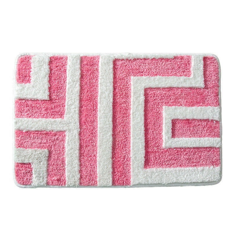 Plush Geometric Pattern Bath Mat Bowlift