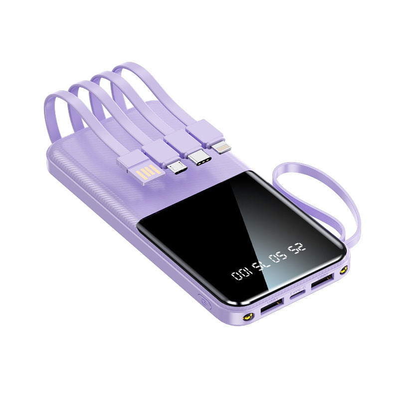 Portable power bank with multifunctional connection and integrated charging cables Bowlift