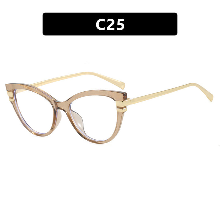 Ladies Cat-Eye Sunglasses with Elegant Plastic Frame and Golden Accents Bowlift