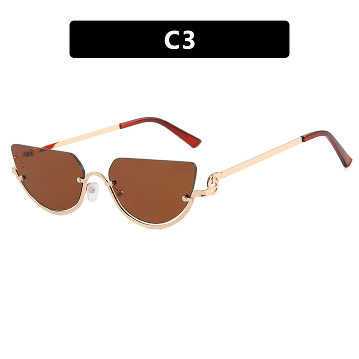 Ladies Cat-Eye Sunglasses with Gold-Colored Metal Frame and UV Protection Bowlift