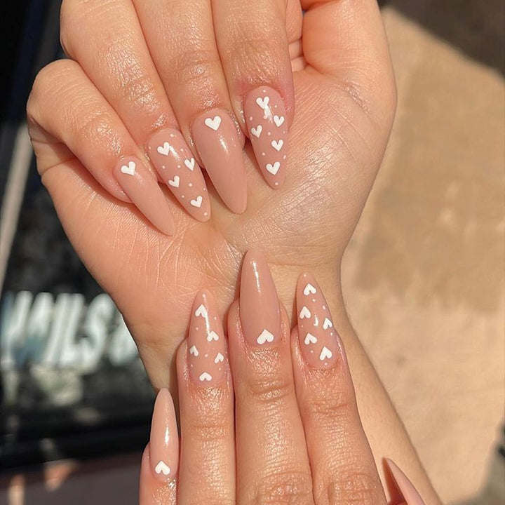 Charming Heart-Embellished Stiletto Press-On Nails Bowlift