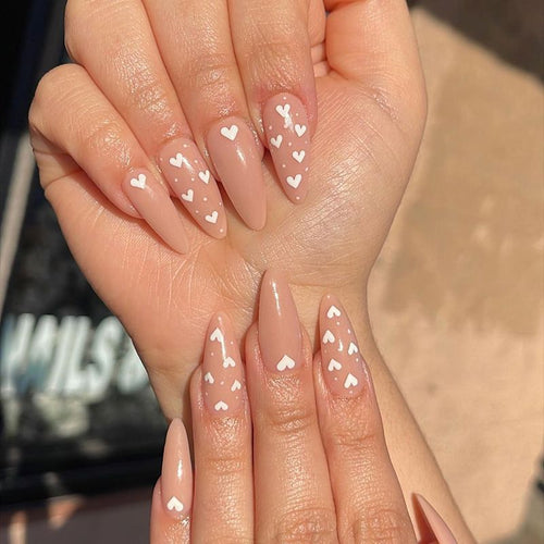 Charming Heart-Embellished Stiletto Press-On Nails Bowlift
